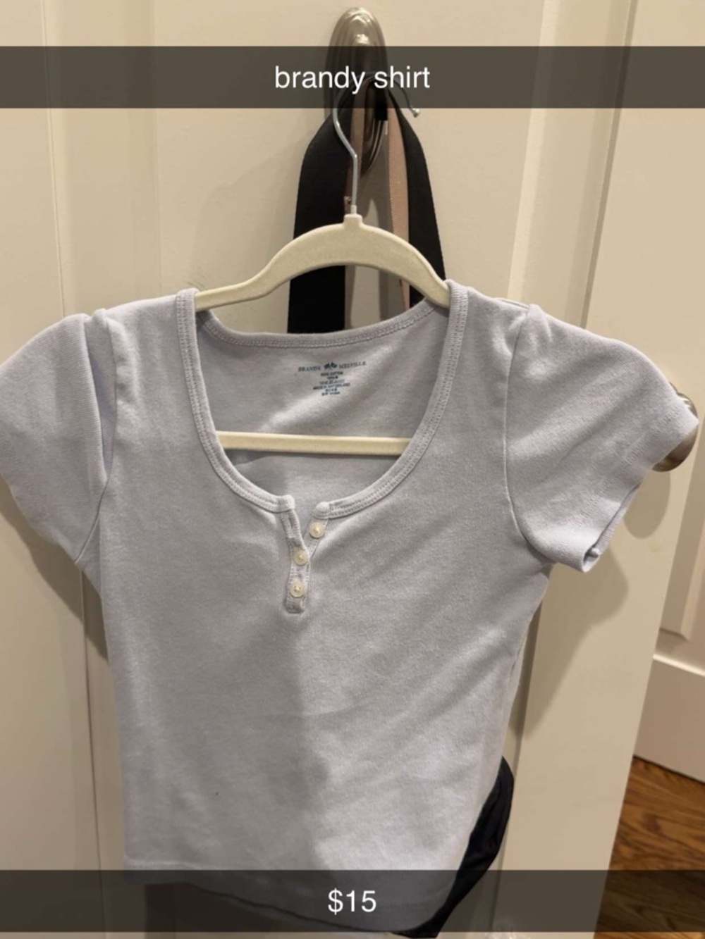 Brandy Melville Light Lavender Henley Short Sleeve Tee